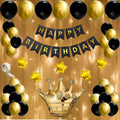 Fi  Flick In 49 Pcs Happy Birthday Decoration For Men Led Light Decor Black Glitter Banner Birthday Party Decoration For Husban