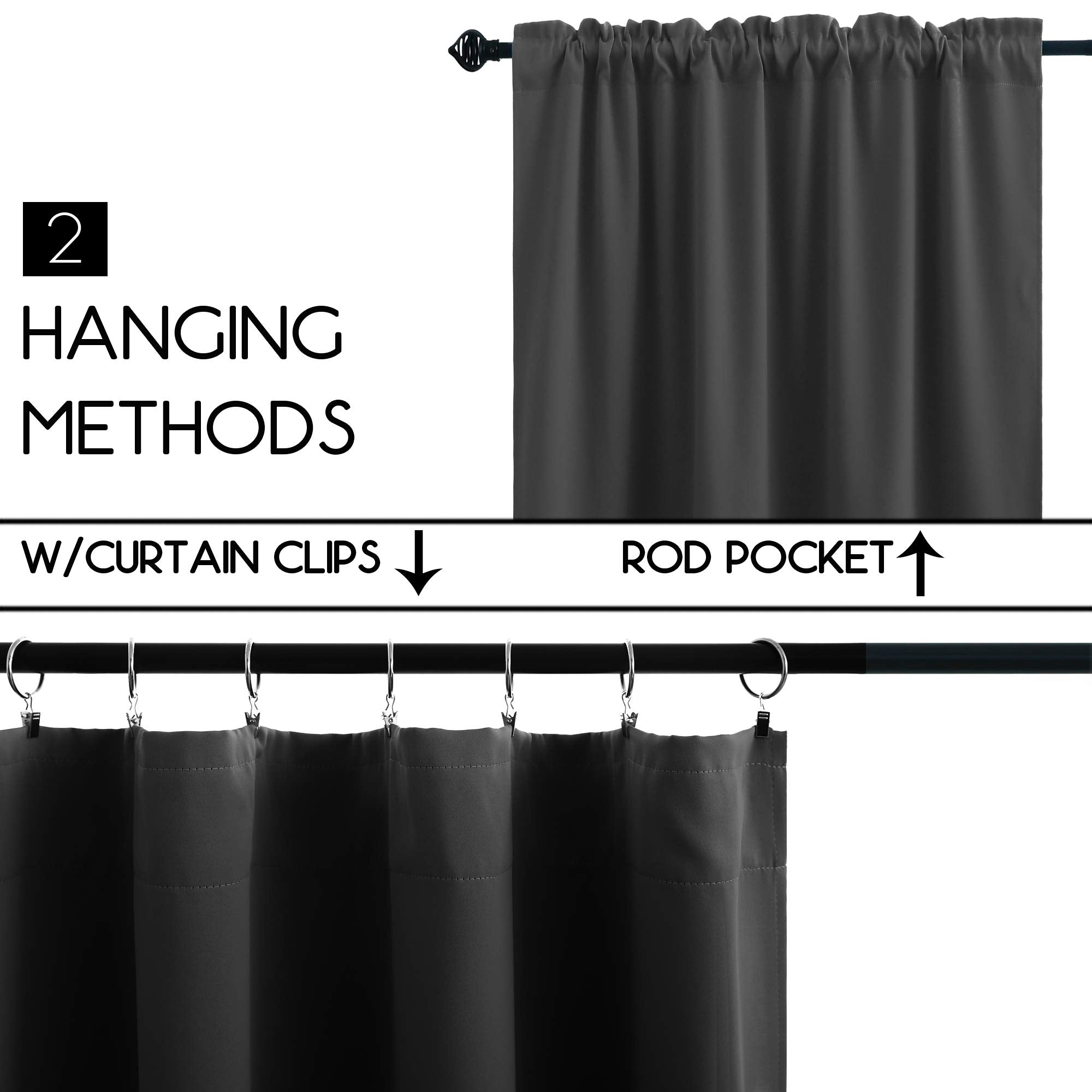 Koufall Rv Curtains Blackout Privacy Insulation Rv Window Shade Blinds For Motorhome Inside Camper Windows,36 Inch Length,Dark Grey