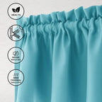 Hiasan Blackout Valance Curtains For Kitchen Solid Room Darkening Rod Pocket Valances For Windows, 42 X 18 Inches Length, Turquoise, 1 Panel