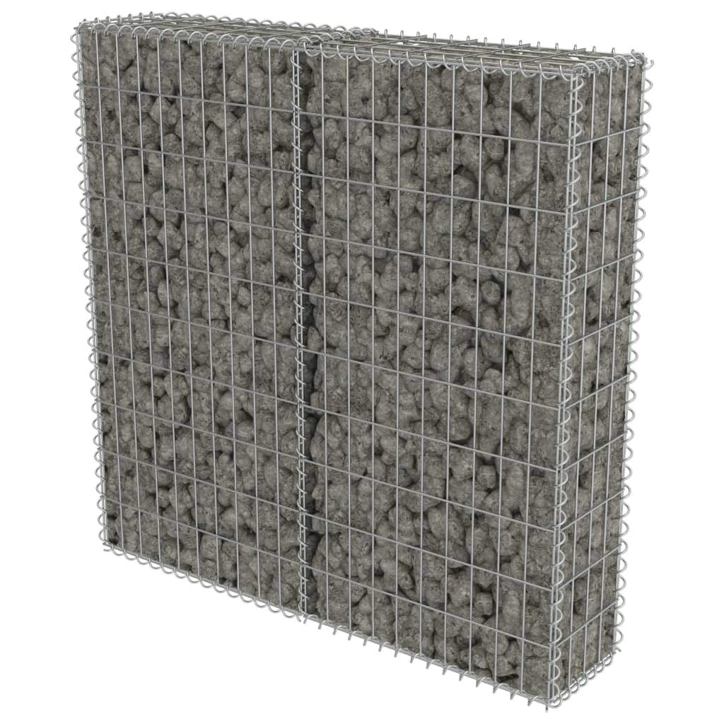 vidaXL Gabion Wall with Covers - Galvanized Steel, Rustproof, Weather-Resistant, 39.4''x7.87''x39.4'', High Load Capacity, Easy 