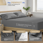 Thread Spread 100% Cotton Split King Sheets Sets For Adjustable Bed - 400 Thread Count 5 Pc Sateen Sheet Set - Soft, Breathable Cooling Cotton Sheets - Deep Pocket Split King Bed Sheet (Dark Gray)