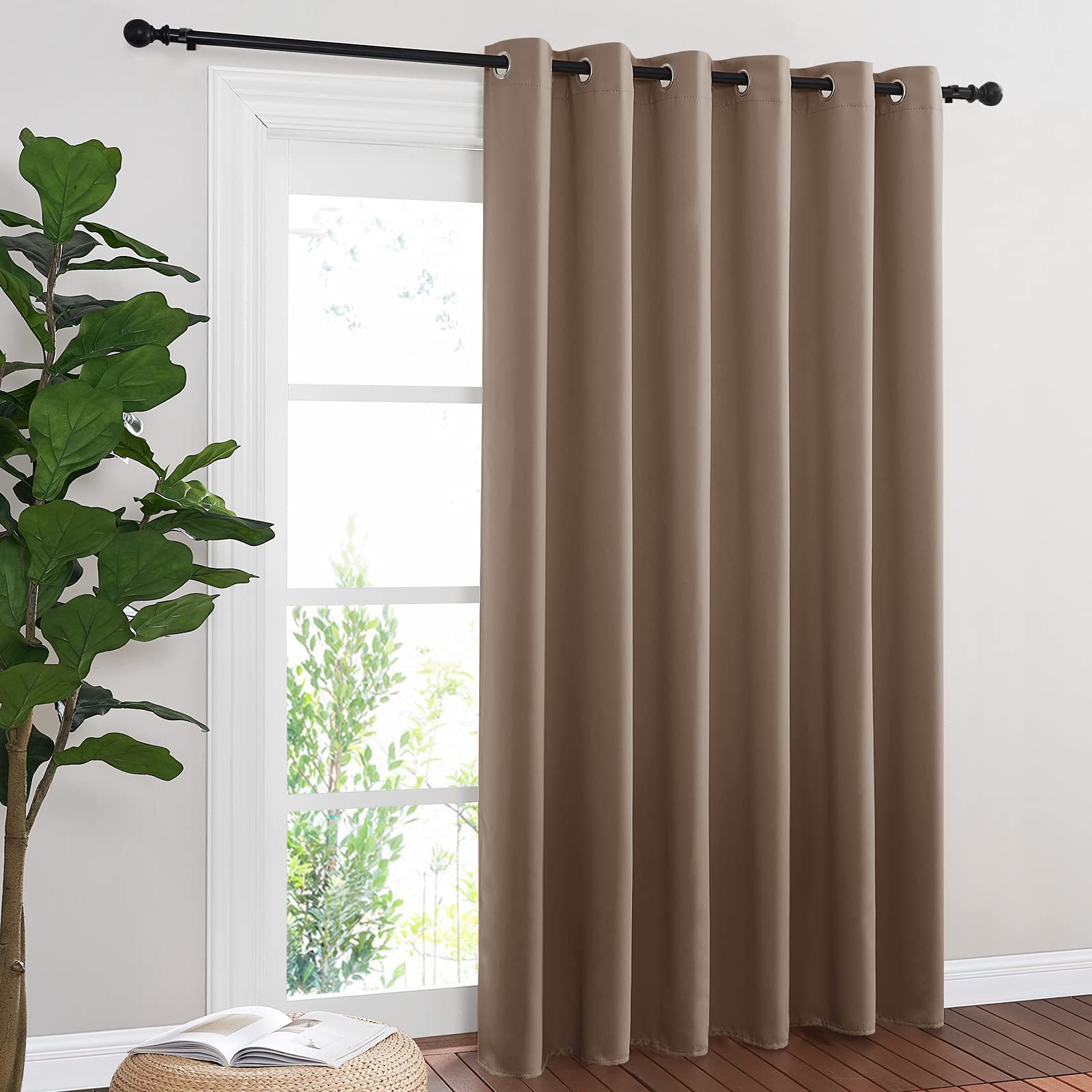 NICETOWN Blackout Blinds for Patio Door, Sliding Door Insulated Blackout Curtains, Extra Wide Curtain with Grommet Top for Villa
