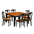 East West Furniture PFKE7-BCH-W 7 Piece Dining Room Furniture Set Consist of a Square Wooden Table with Butterfly Leaf and 6 Kitchen Dining Chairs, 54x54 Inch, Black & Cherry