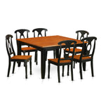 East West Furniture PFKE7-BCH-W 7 Piece Dining Room Furniture Set Consist of a Square Wooden Table with Butterfly Leaf and 6 Kitchen Dining Chairs, 54x54 Inch, Black & Cherry