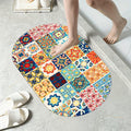 ANSHMJIMN AntiSlip Bath Mat with Colorful Tile Design | Soft & Super Absorbent Bathroom Floor Mat | Quick Dry, NonSkid Backing