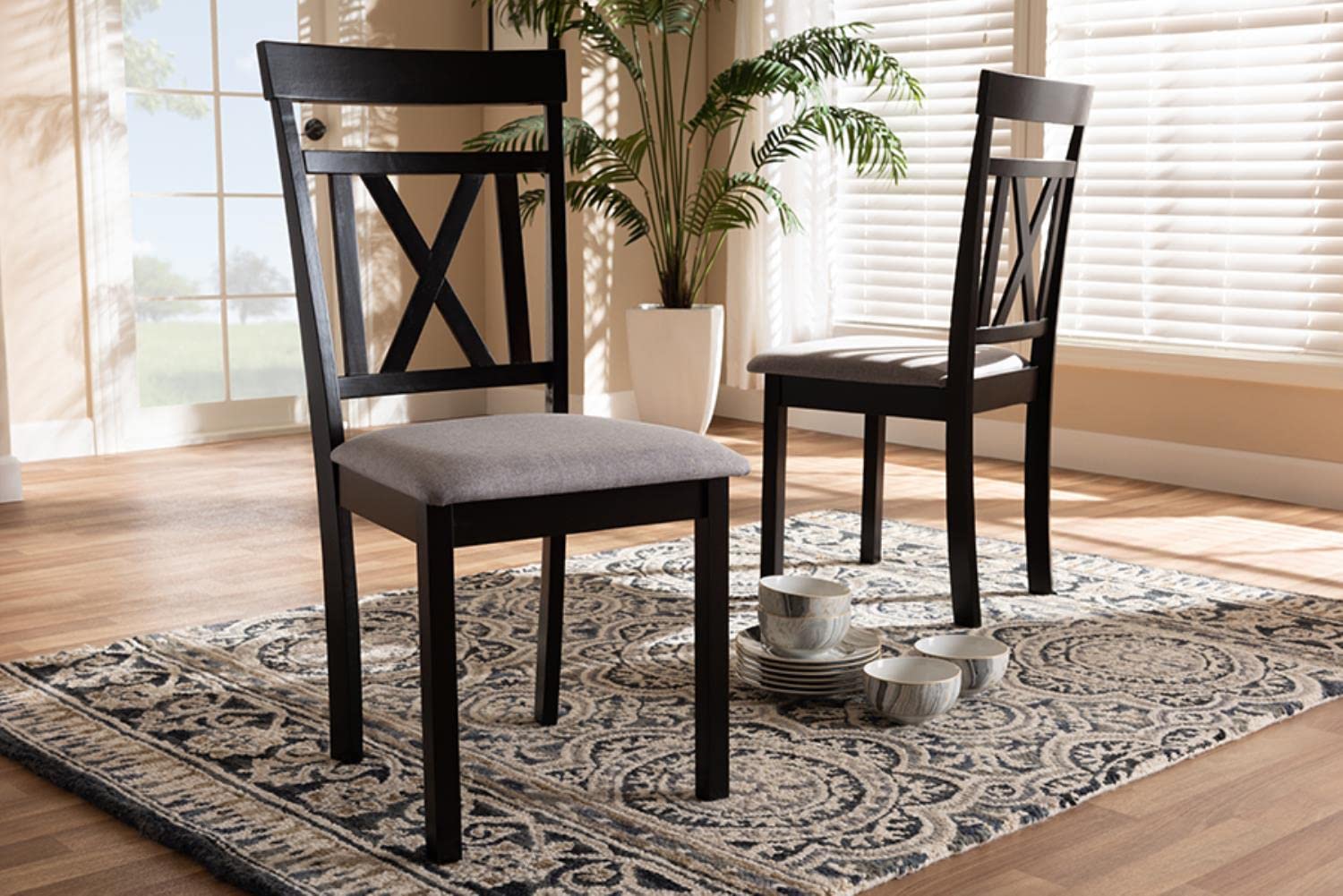 Baxton Studio Rosie Modern and Contemporary Fabric Upholstered Dining Chair Set