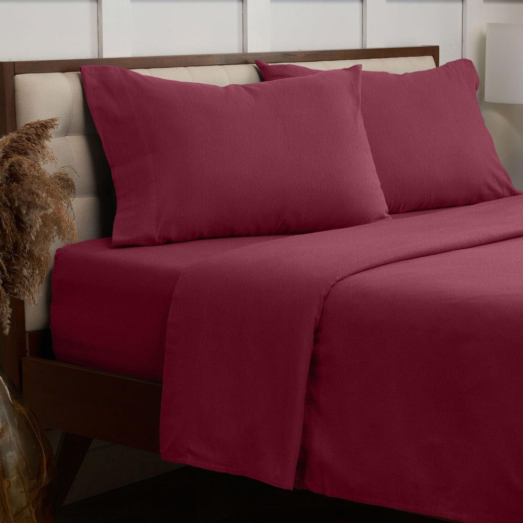 Mellanni Cotton Flannel Sheet Set - Double Brushed For Added Softness & Comfort - Deep Pocket Fitted Sheet Up To 16' - 4 Piece