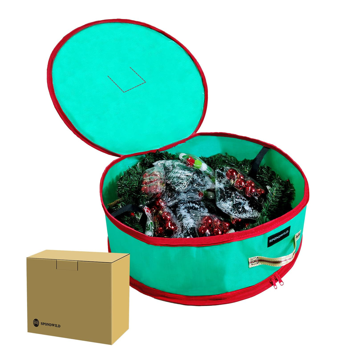 SPONDWILD 24 Inch Christmas Wreath Storage Bag with Supporting Structure