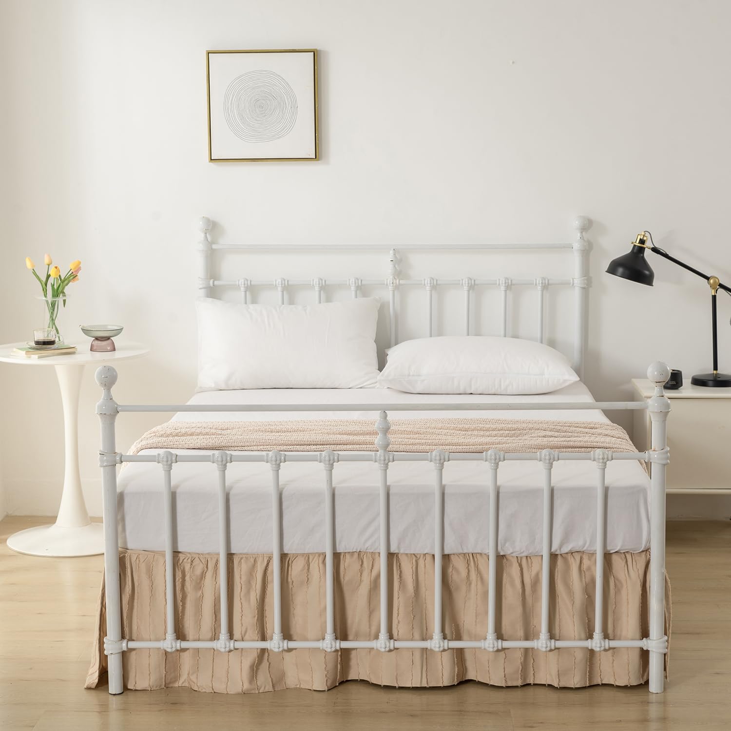 Bed Skirt Full Size, Ruffled Bed Skirt With Split Corners, Full Bed Skirt 14 Inch Drop, Striped Boho Full Size Bed Skirt For Ruf