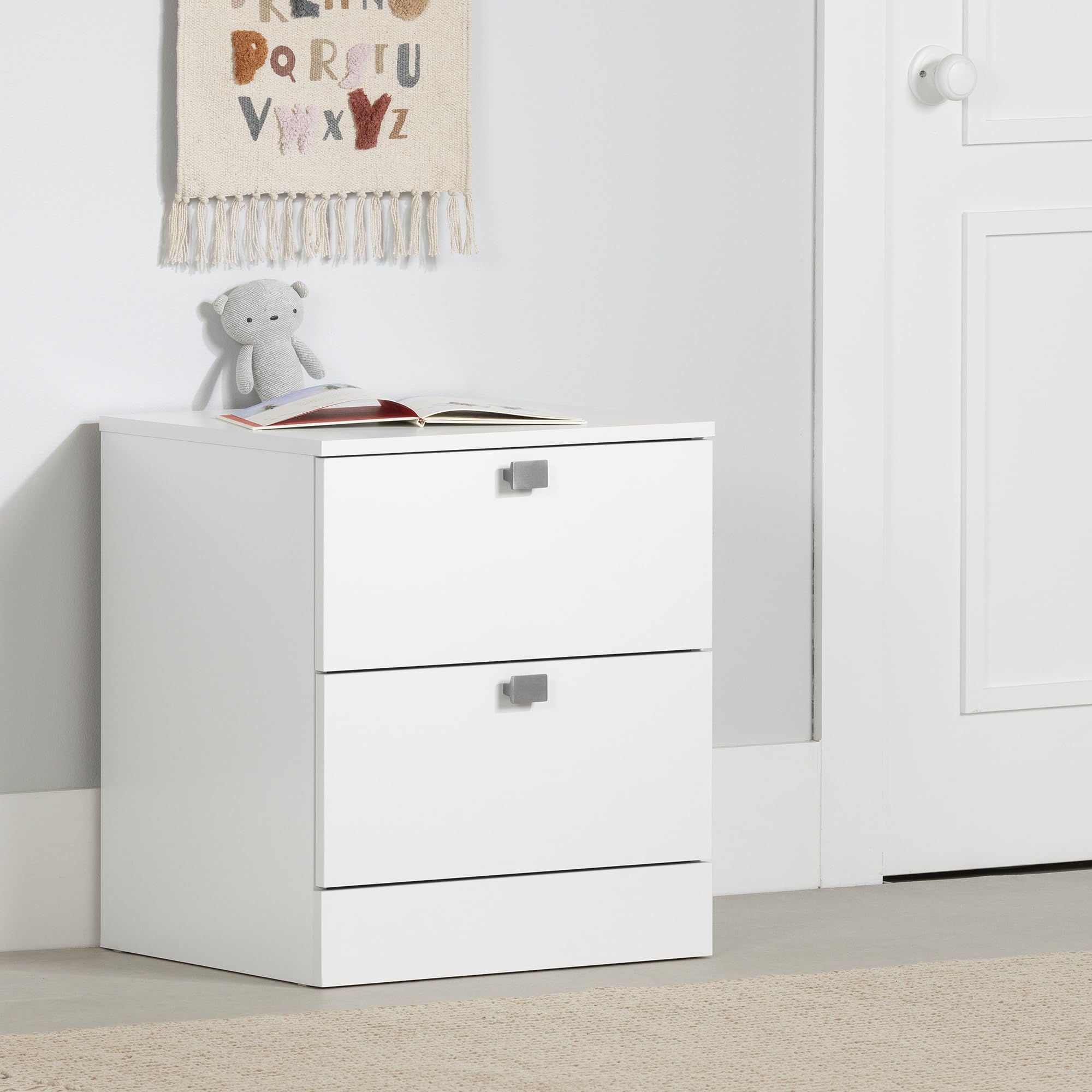 South Shore Furniture Spark 2-Drawer Nightstand, Pure White