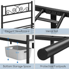 Yaheetech Twin Bed Frames Metal Platform Bed With Headboard And Footboard No Box Spring Needed Easy Assembly,Ground Clearance: 12.6''/Black/Twin Bed