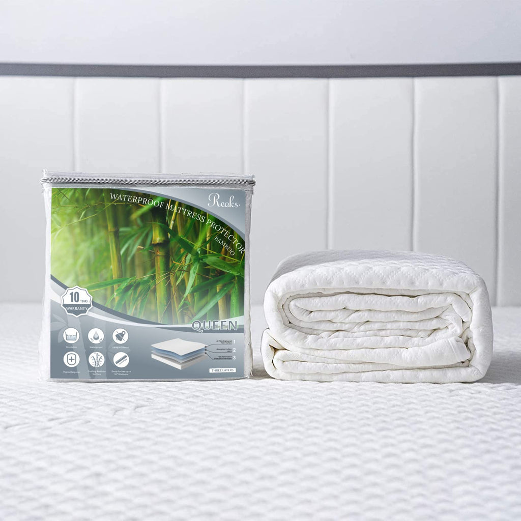 Queen Size Waterproof Mattress Protector Rayon From Bamboo Fitted Mattress Pad Cover With Deep Pocket Up To 18'