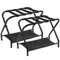 Heybly Luggage Rack,Pack of 2,Steel Folding Suitcase Stand with Storage Shelf for Bedroom, Hotel, Foldable Steel Frame, Guest Ro