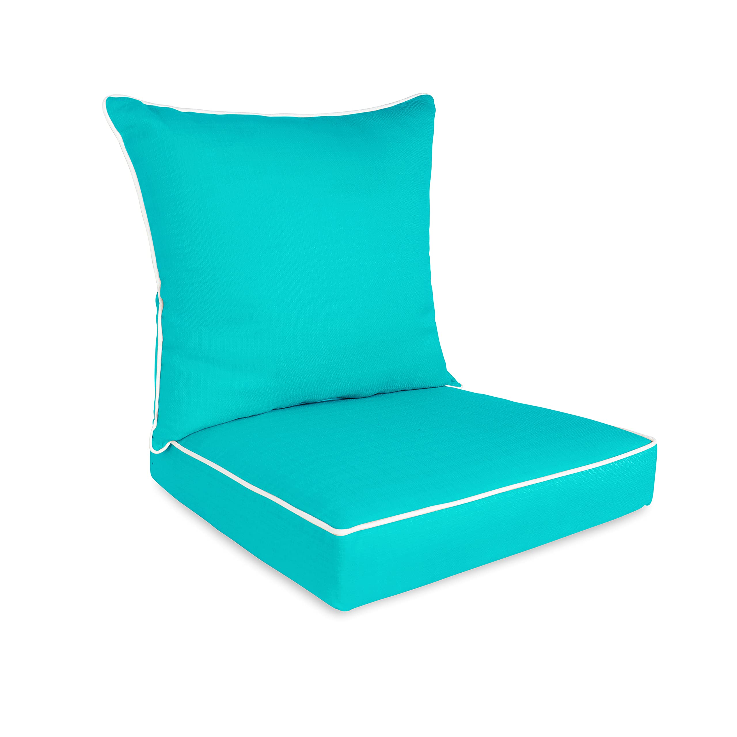 Suntastic O'Linen Outdoor/Indoor 2-Piece Deep Seat Cushion Set For Patio Furniture, Turquoise