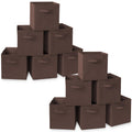 Casafield Set of 12 Collapsible Fabric Cube Storage Bins, Brown - 11 Foldable Cloth Baskets for Shelves, Cubby Organizers & More