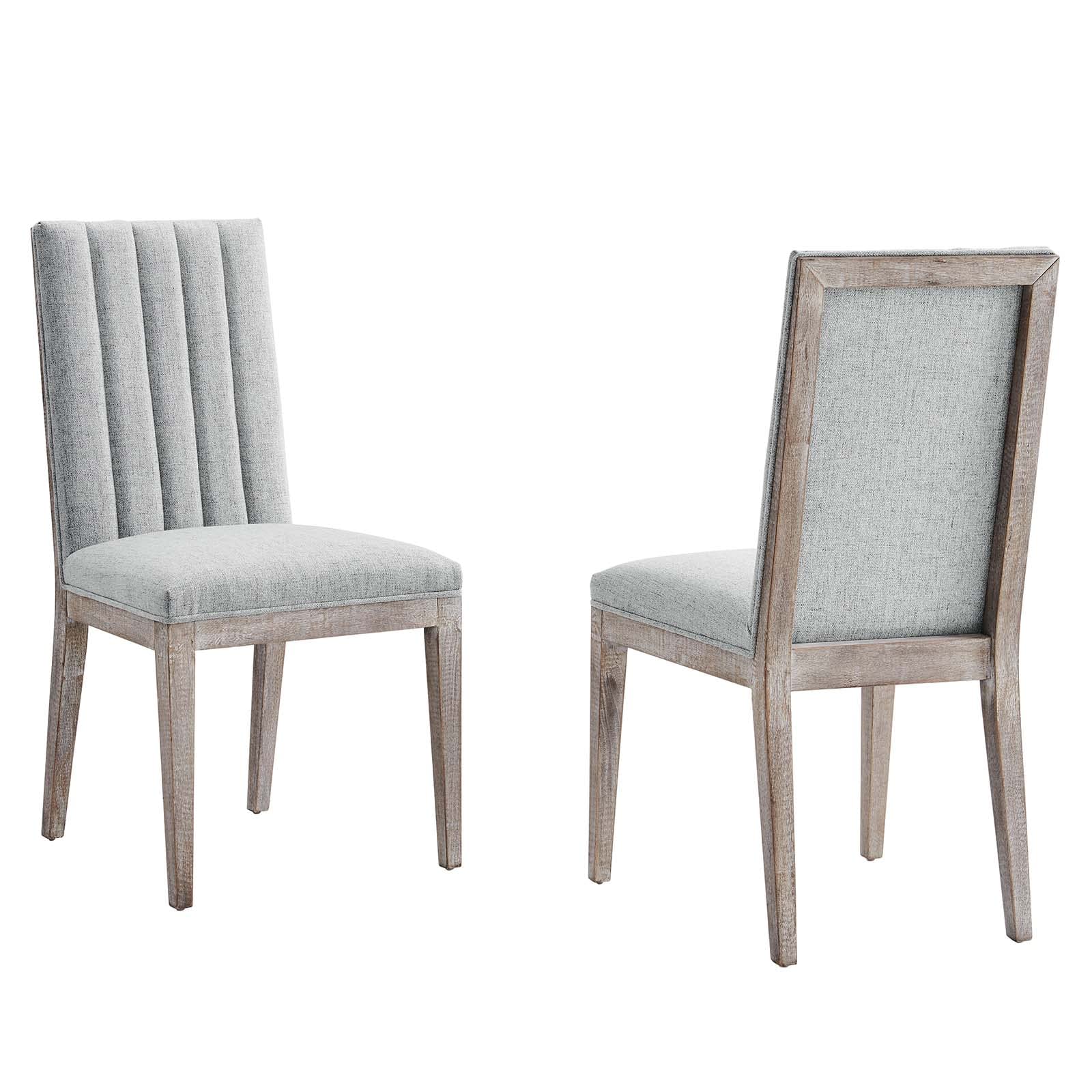 Modway Maisonette Solid Wood And Tufted Fabric Dining Side Chair In Light Gray
