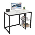 SINPAID Computer Desk 40 inches with 2-Tier Shelves Sturdy Home Office Desk with Large Storage Space Modern Gaming Desk Study Wr