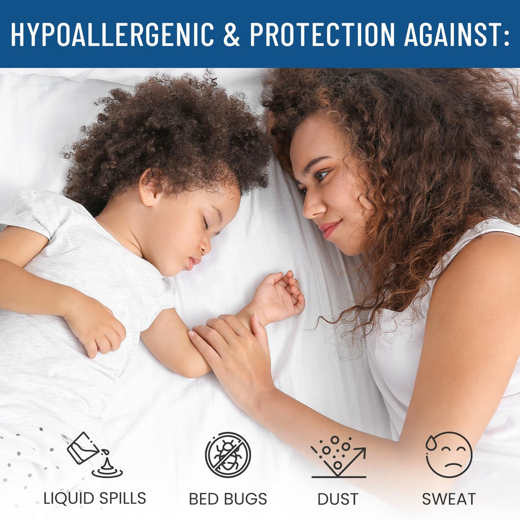 Waterproof Pillow Protector Queen (2-Pack) - Zippered, Hypoallergenic, Dust Mite & Bed Bug Proof, Allergy Pillow Covers