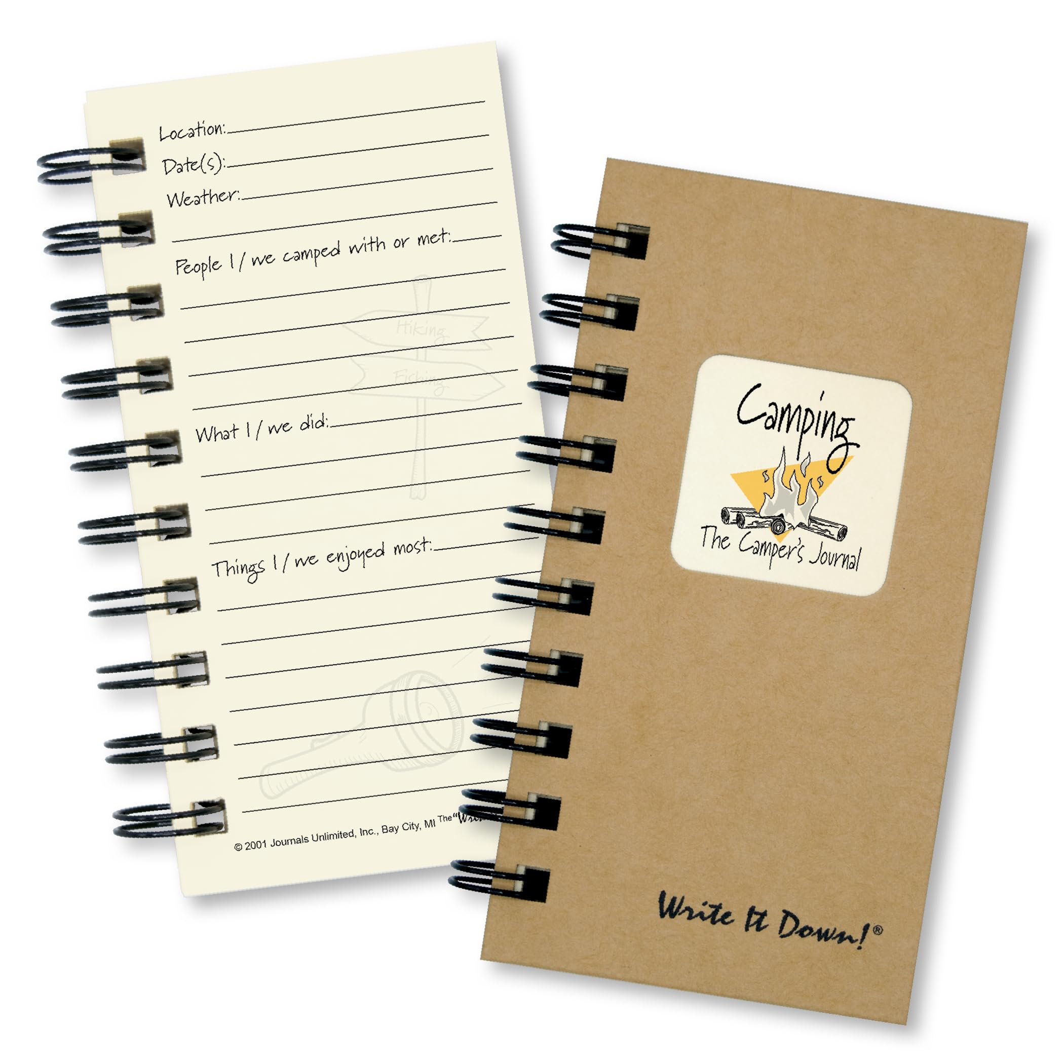 Write It Down Series By Journals Unlimited, Guided Journal, Camping, The Camper'S Journal, Mini-Size 3   X5.5   , Kraft Hard Cov
