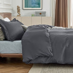 Bedsure Dark Grey Duvet Cover Queen Size - Soft Double Brushed Duvet Cover For Kids With Zipper Closure, 3 Pieces, Includes 1 Du