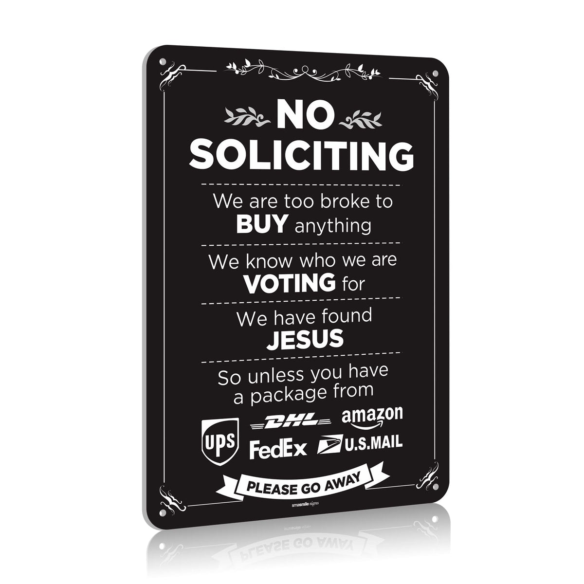 No Soliciting Sign For House Funny 14' X 10' No Soliciting Yard Sign, Bigger Premium Pvc, Sun-Proof, Rust-Free (Black)