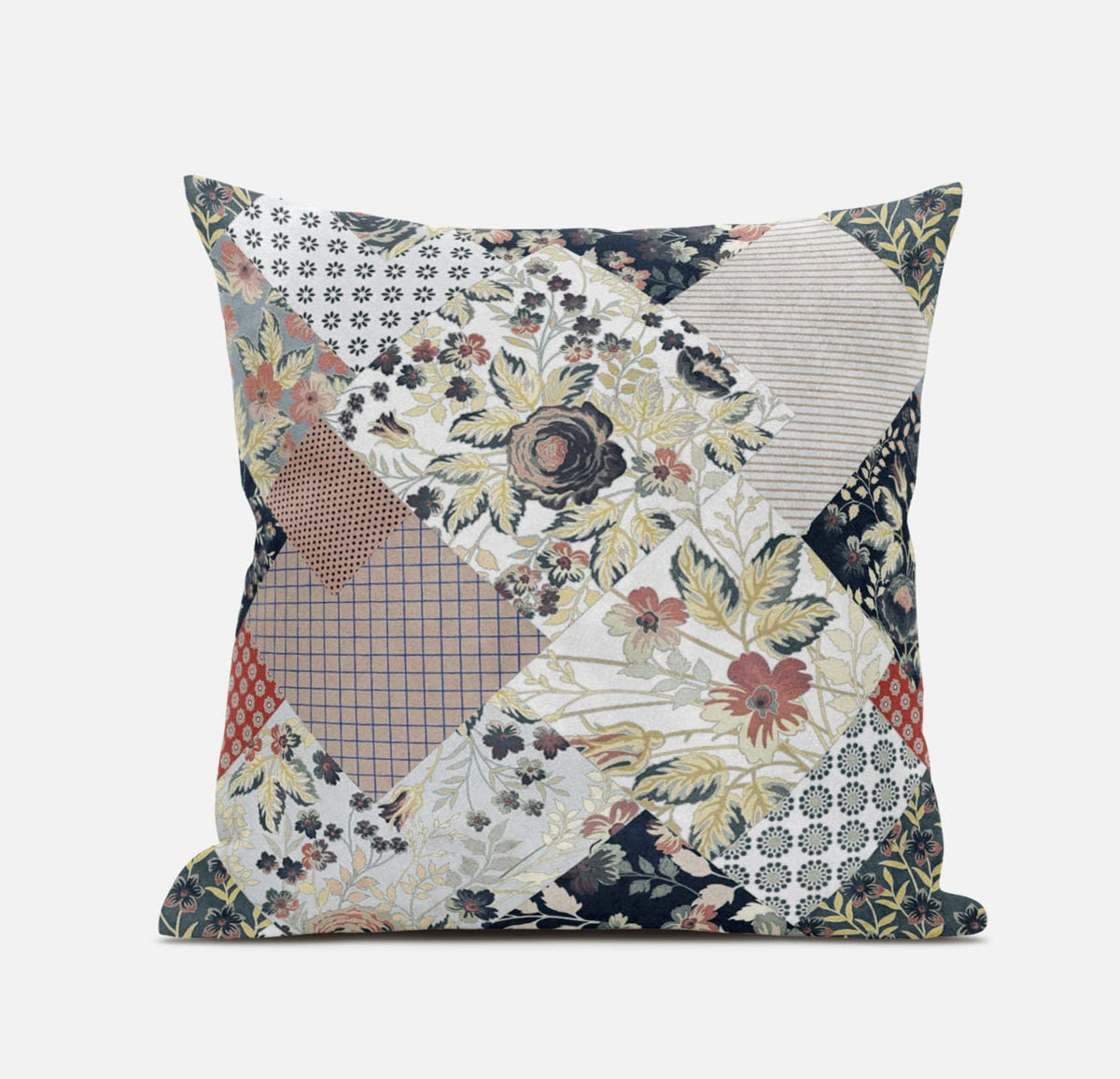 HomeRoots Peach Black Floral Zippered Suede Throw Pillow