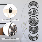 5 Pieces Moon Phase Wall Decor Boho Hanging Moon Phase Nordic Wood Wall Art For Living Room Bedroom Home Wall Decoration Room Ap