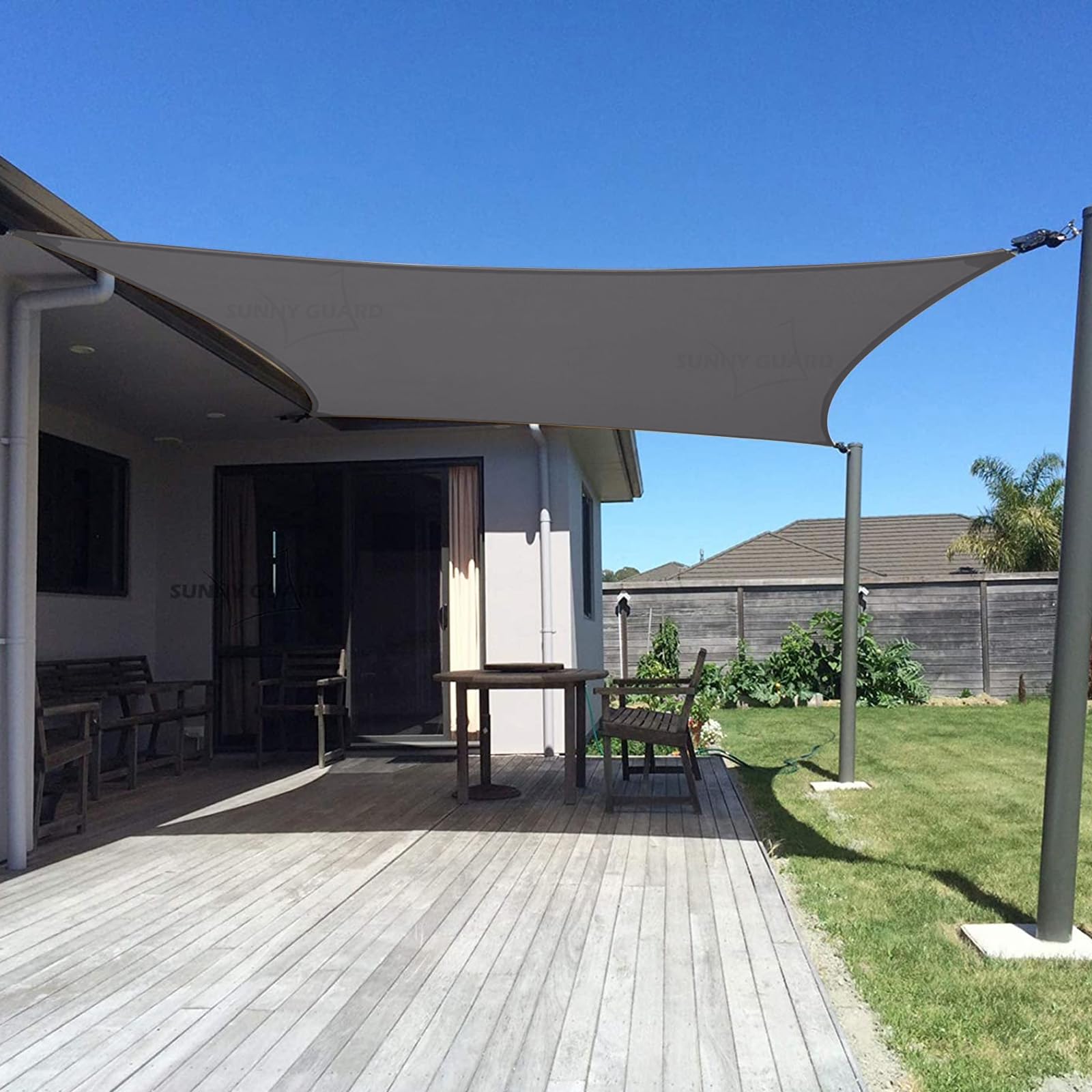 Sunny Guard Sun Shade Sail 10' X 13' Rectangle Charcoal Uv Block Sunshade For Backyard Yard Deck Patio Garden Outdoor Activities