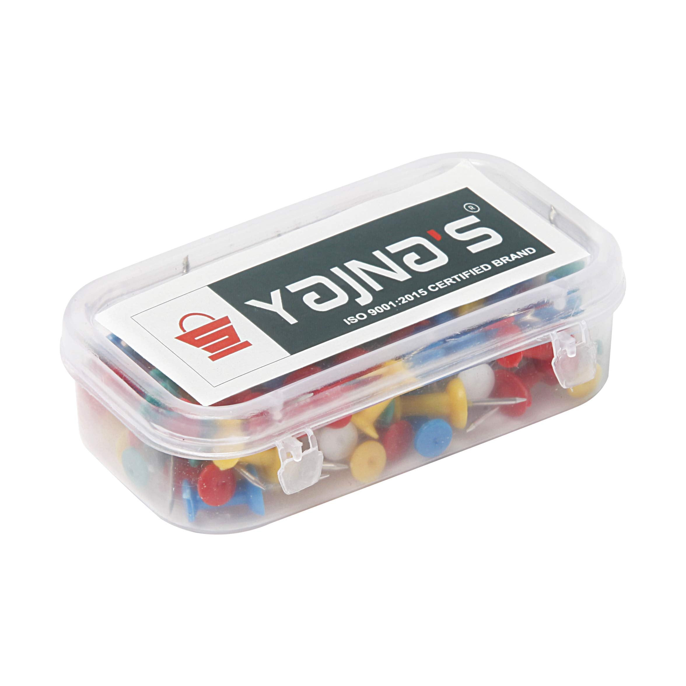 Yajnas 100 Pieces Transparent Multicolor Push Pins/Thumb/Tracks Pins & Gem Pins For Notice Boards, Soft Boards, Bulletin Boards,