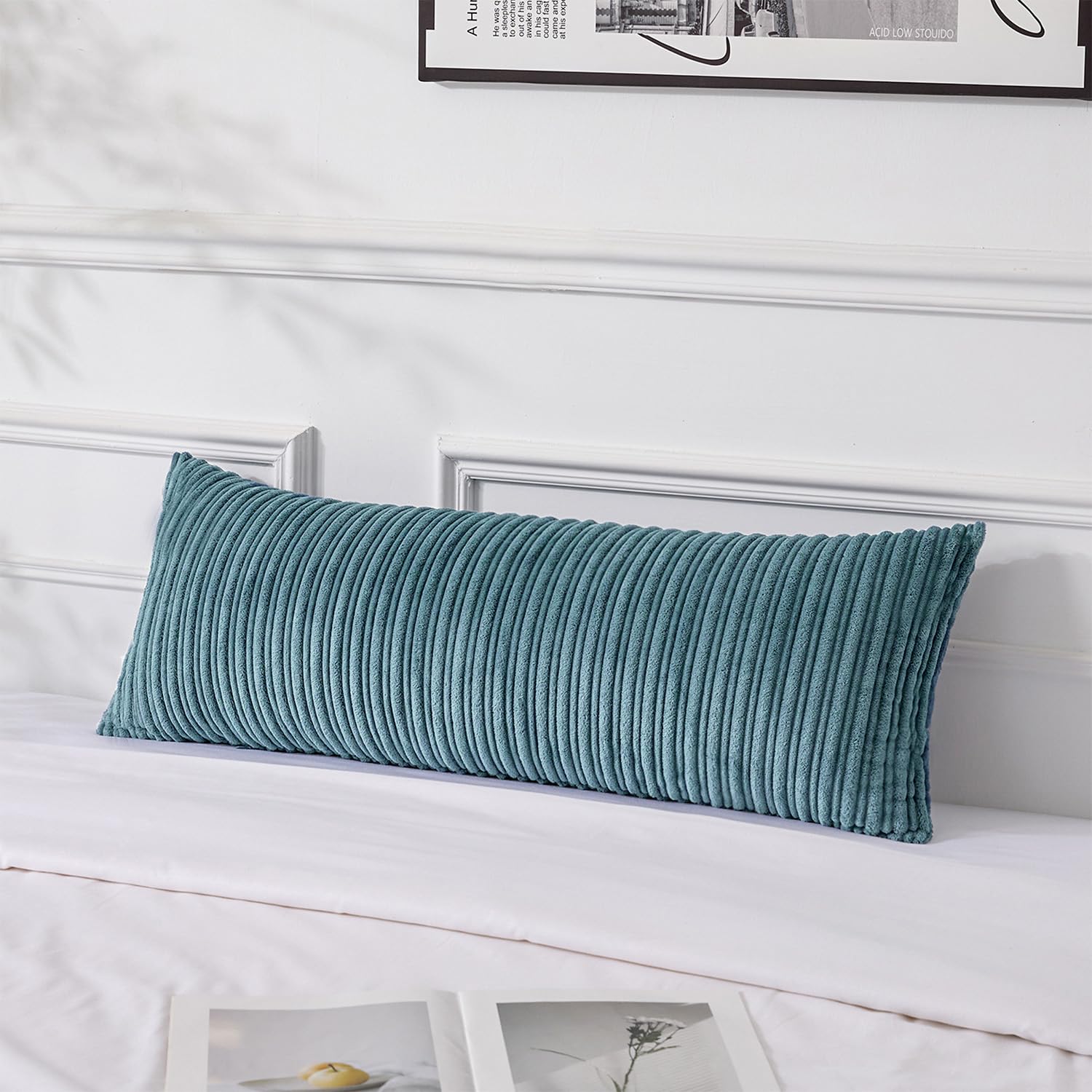 UGASA 14x36 Inch Pillow Cover Pack of 1 Soft Boho Stripe Corduroy Large Long Rectangle Lumbar Cushion Case Farmhouse Decorative 