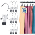 Legging Organizer for Closet, Yoga Pants Hangers 40 Pack Hanging Clips Coated Clips for Leggings, Hanger Space Saving Closet Org