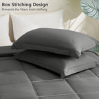 Cozylux Queen Comforter Set - Dark Grey Comforter Queen Size, 3 Pieces Box Stitched Bed Set For All Seasons, Soft Lightweight Bedding Sets With 1 Down Alternative Comforter And 2 Pillow Shams