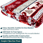 Pavilia Christmas Throw Blanket | Holiday Christmas Reindeer Snowflakes Fleece Blanket | Soft, Plush, Warm Winter Cabin Throw, 5