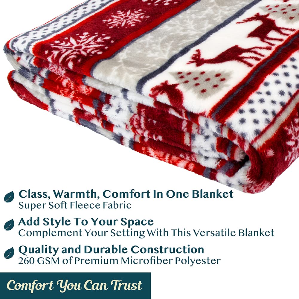 Pavilia Christmas Throw Blanket | Holiday Christmas Reindeer Snowflakes Fleece Blanket | Soft, Plush, Warm Winter Cabin Throw, 5