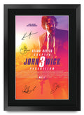 HWC Trading John Wick 3 Keanu Reeves 16 x 12 inch Framed Gifts Printed Poster Signed Autograph Picture for Movie Memorabilia Fan