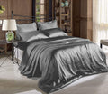 Hight Thread Count Solid Color Soft Silky Charmeuse Satin Luxury And Super Soft Bed Sheet Set Or Pillowcase (Dark Grey, King)