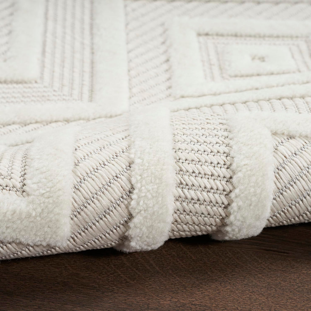 Nourison Versatile Indoor/Outdoor Ivory White 2'2'' X 20' Area --Rug, Easy --Cleaning, Non Shedding, Bed Room, Living Room, Dini