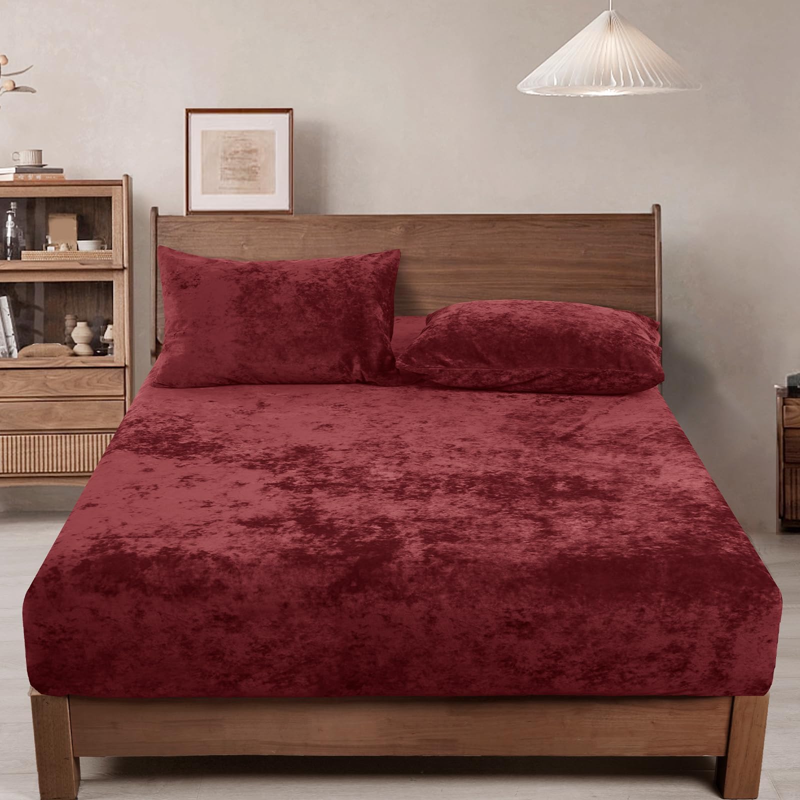 Phf Truly Velvet Fitted Sheet California King Size, 1 Pack Luxury Super Soft Cozy Comfy Flannel Bottom Sheet With 15' Deep Pock