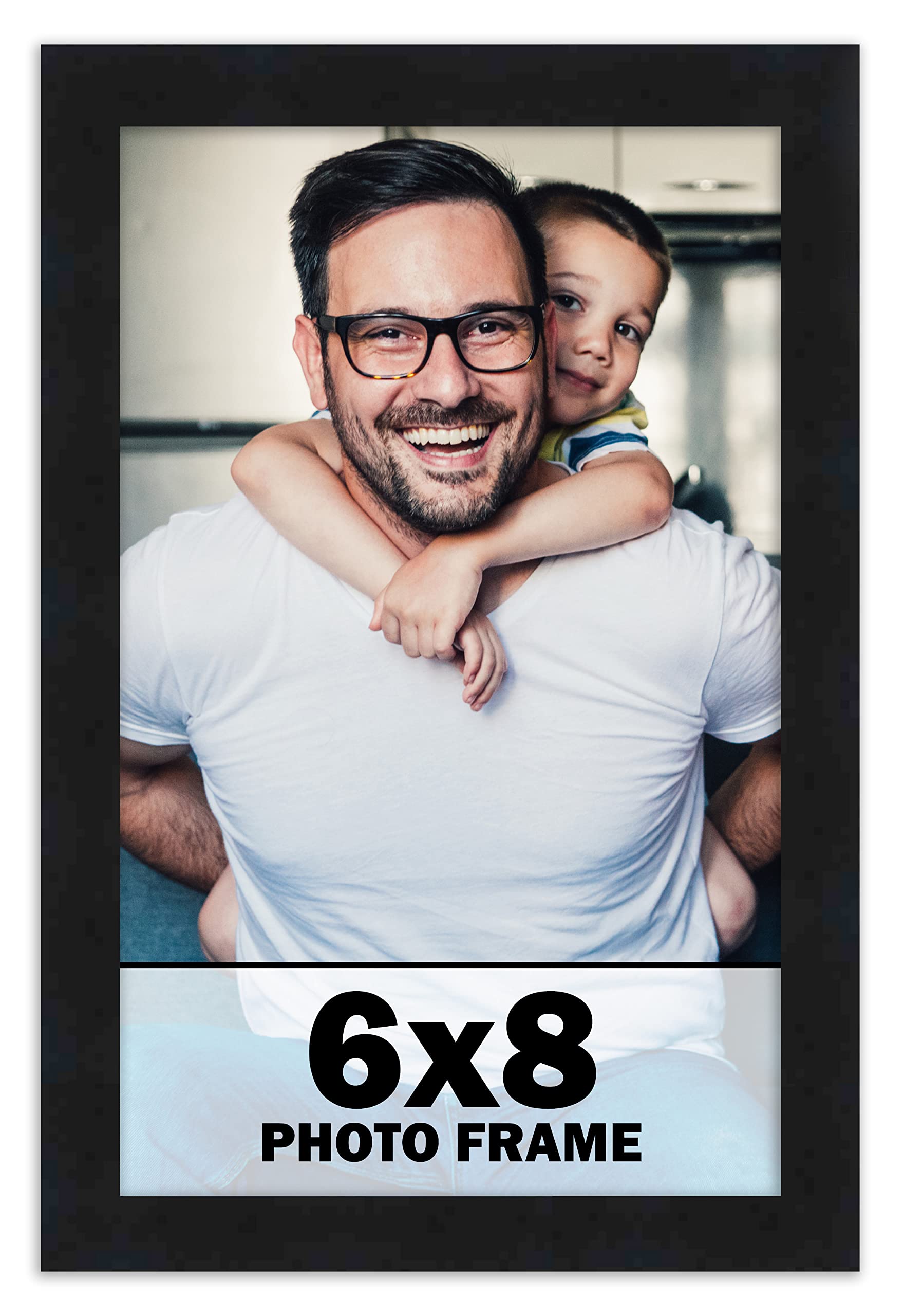 6x8 Frame Black Picture Frame  Complete Modern Photo Frame Includes UV Acrylic Shatter Guard Front, Acid Free Foam Backing Boar