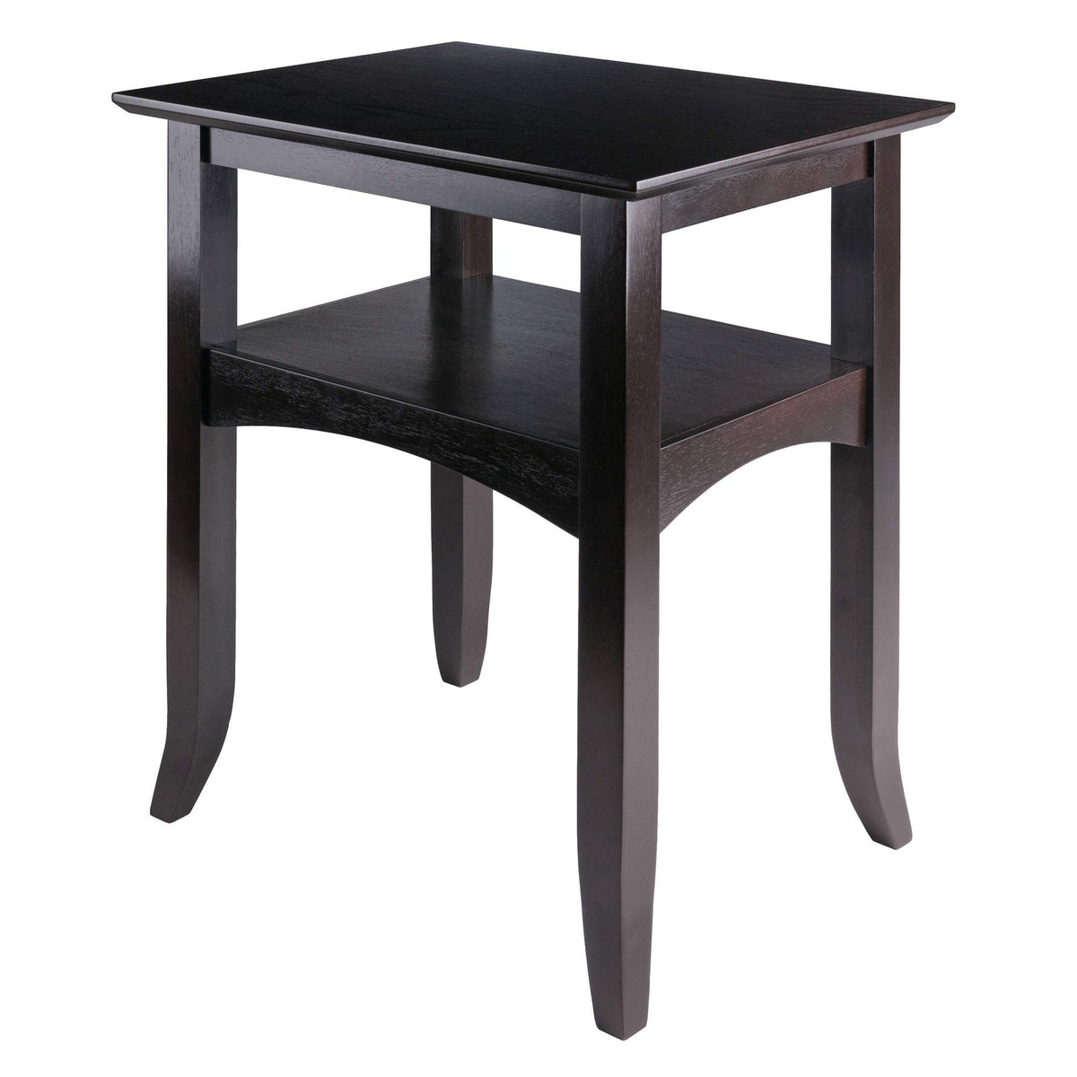 Ergode Wood Camden End Table - Coffee Finish, Solid Wood Construction, Stylish Flared Legs, Lower Shelf for Storage, Easy Assembly - 22.4" W x 17.3" D x 25.9" H