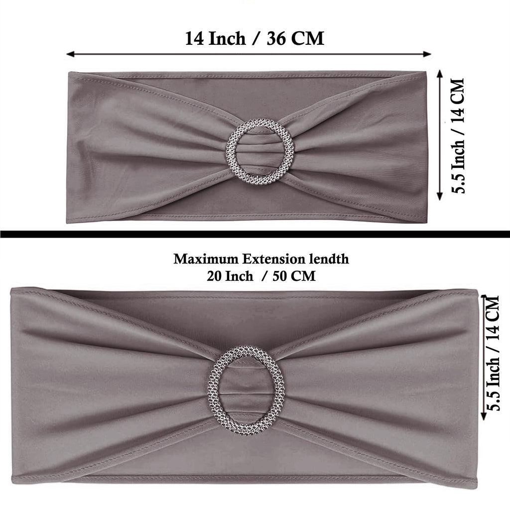 Mds Pack Of 50 Spandex Chair Sashes Bow Sash Elastic Chair Bands Ties With Buckle For Wedding And Events Decoration Spandex Slider Sashes Bow - Silver Gray