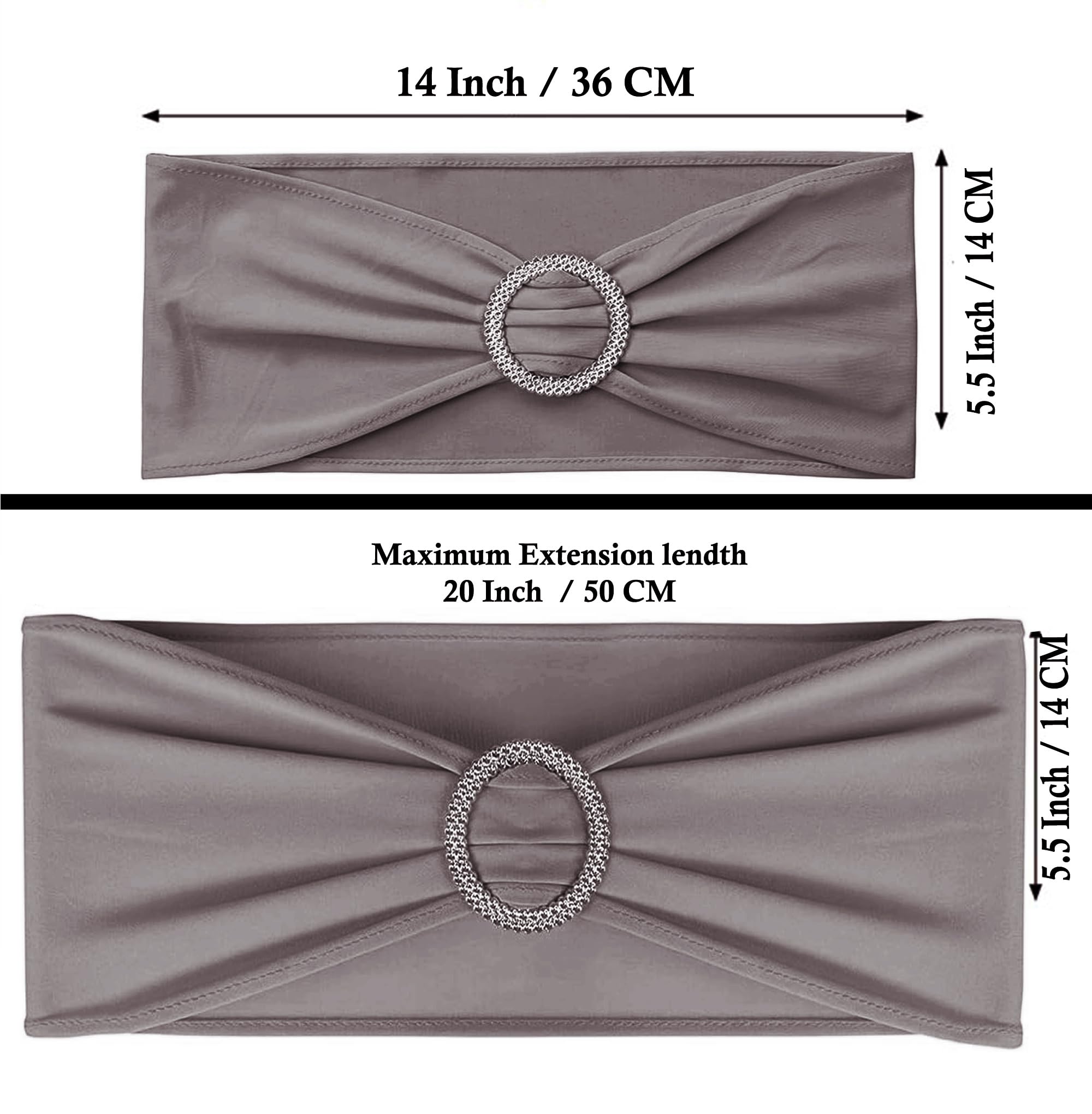Mds Pack Of 50 Spandex Chair Sashes Bow Sash Elastic Chair Bands Ties With Buckle For Wedding And Events Decoration Spandex Slider Sashes Bow - Silver Gray