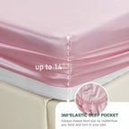 Love'S Cabin 4Piece California King Satin Bed Linen Set, Pink Silky Satin Sheets, Deep Pocket, Luxury Silk Feel, 1 Flat, 1 Fitted Sheet, 2 Pillow Cases