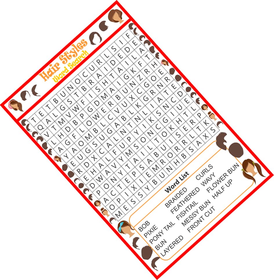 Style & Flair Theme Hairstyle Word Search Game 30 Cards with Solution Sheet Kitty Party Time Based Puzzle Activity Game