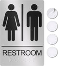 Unisex Bathroom Signs, Restroom Sign For Business - For Men And Women - 9' By 6' - Ada Compliant With Braille - Strong Double-