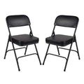 Oef Furnishings (2 Pack Vinyl Upholstered Folding Chairs With 2-Inch Cushioned Seat - Black, Durable 18-Gauge Steel Frame, Super