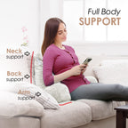 Nestl Reading Pillow Standard Bed Pillow, Back Pillow For Sitting In Bed Shredded Memory Foam Chair Pillow, Reading & Bed Rest Pillows White Back Pillow For Bed, Bed Chair Arm Pillow With Pockets