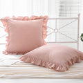 Mywinlle Dusty Rose Ruffle Euro Pillow Shams,Shabby 2 Pack Pillow Sham Covers Washed Cotton Pillow Cases (Dusty Pink,26''X26'')