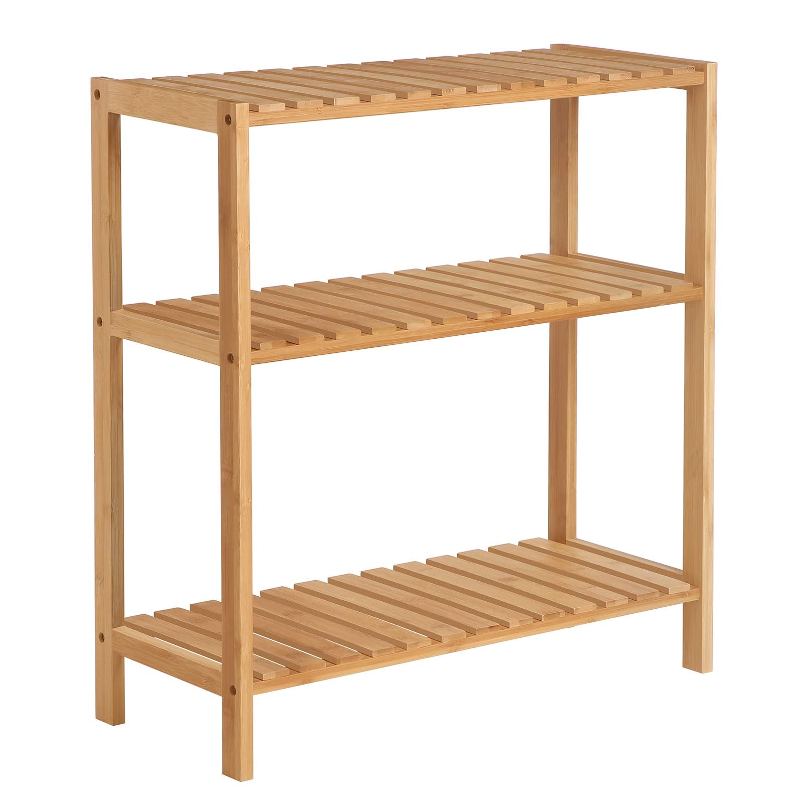 SONGMICS Bamboo Storage Shelf, 3-Tier Shelving Unit, Multifunctional, in The Entryway, Bathroom, Living Room, Balcony, Kitchen, 