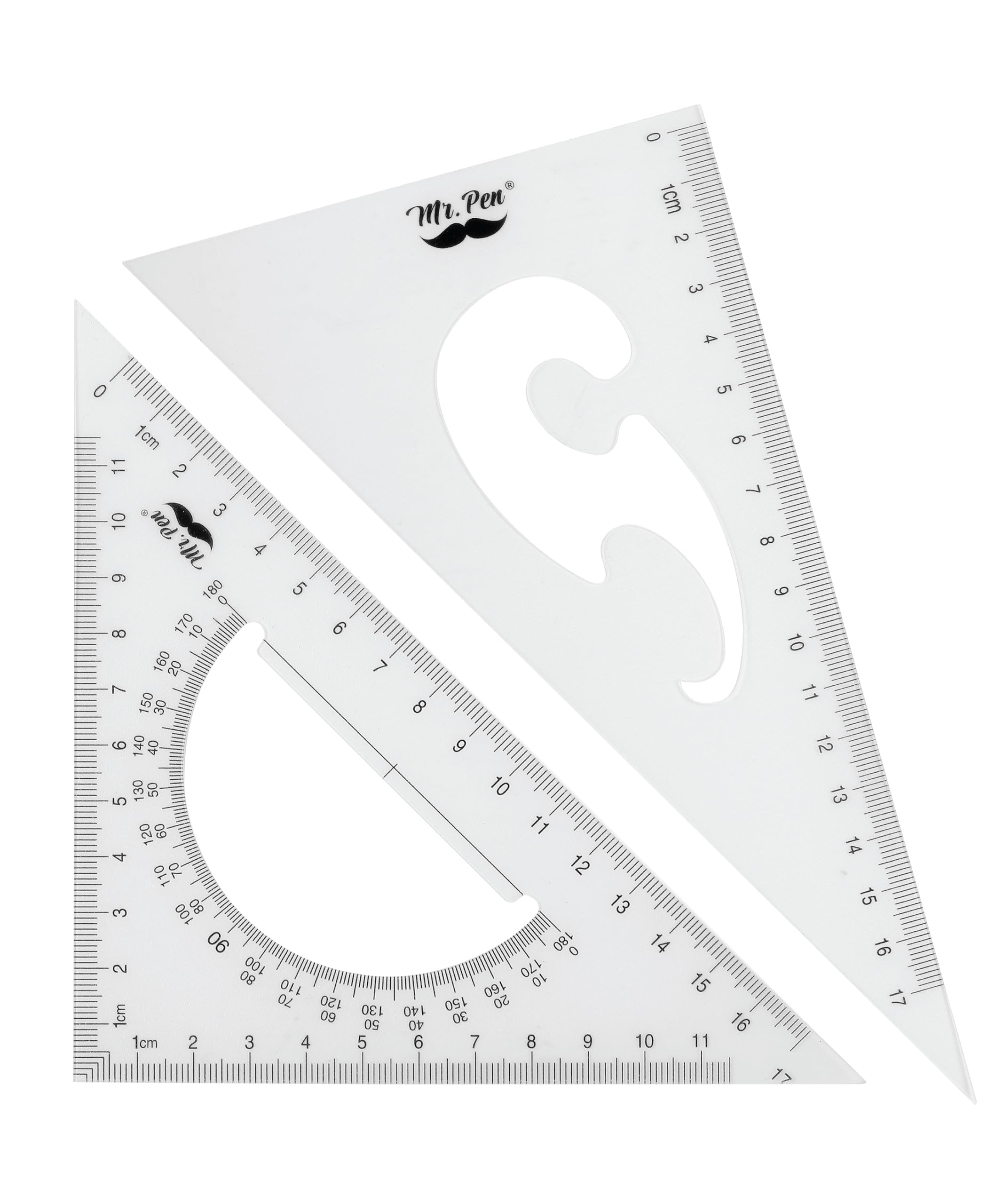 Mr. Pen- Triangle Ruler, 2 Pack, 17&11, 30/60 & 45/90, Right Triangle Ruler For Drawing, 30/60 Degree Triangle Plastic, 30 60 90